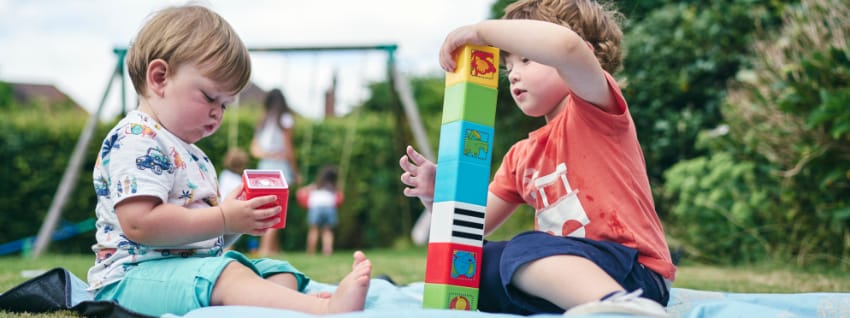 Toddlers playing in a park