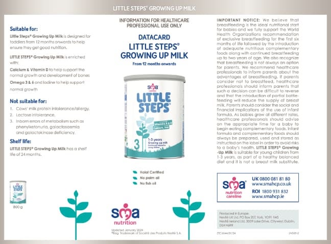 LITTLE STEPS Growing Up Milk Powder Data Card