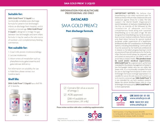 SMA Gold Prem 2 Liquid Data Card