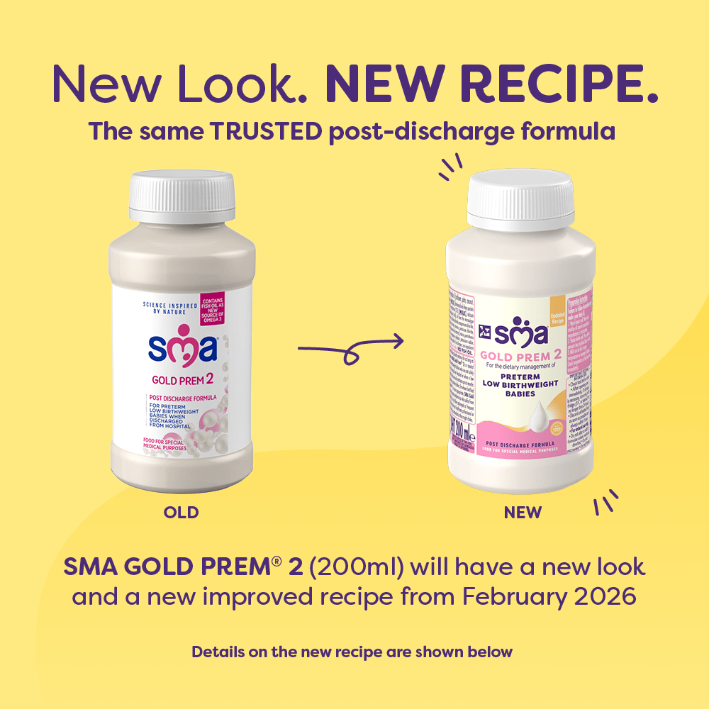 New look messaging showing both versions of packaging on a yellow background